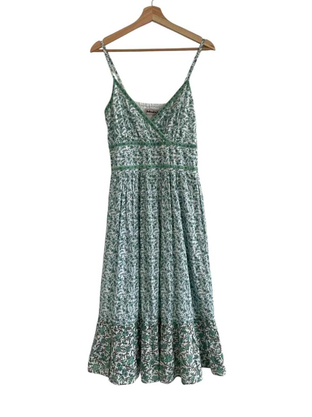 Fab India Block Printed Cotton Dress NWT Floral Size M Cruise Party Resort